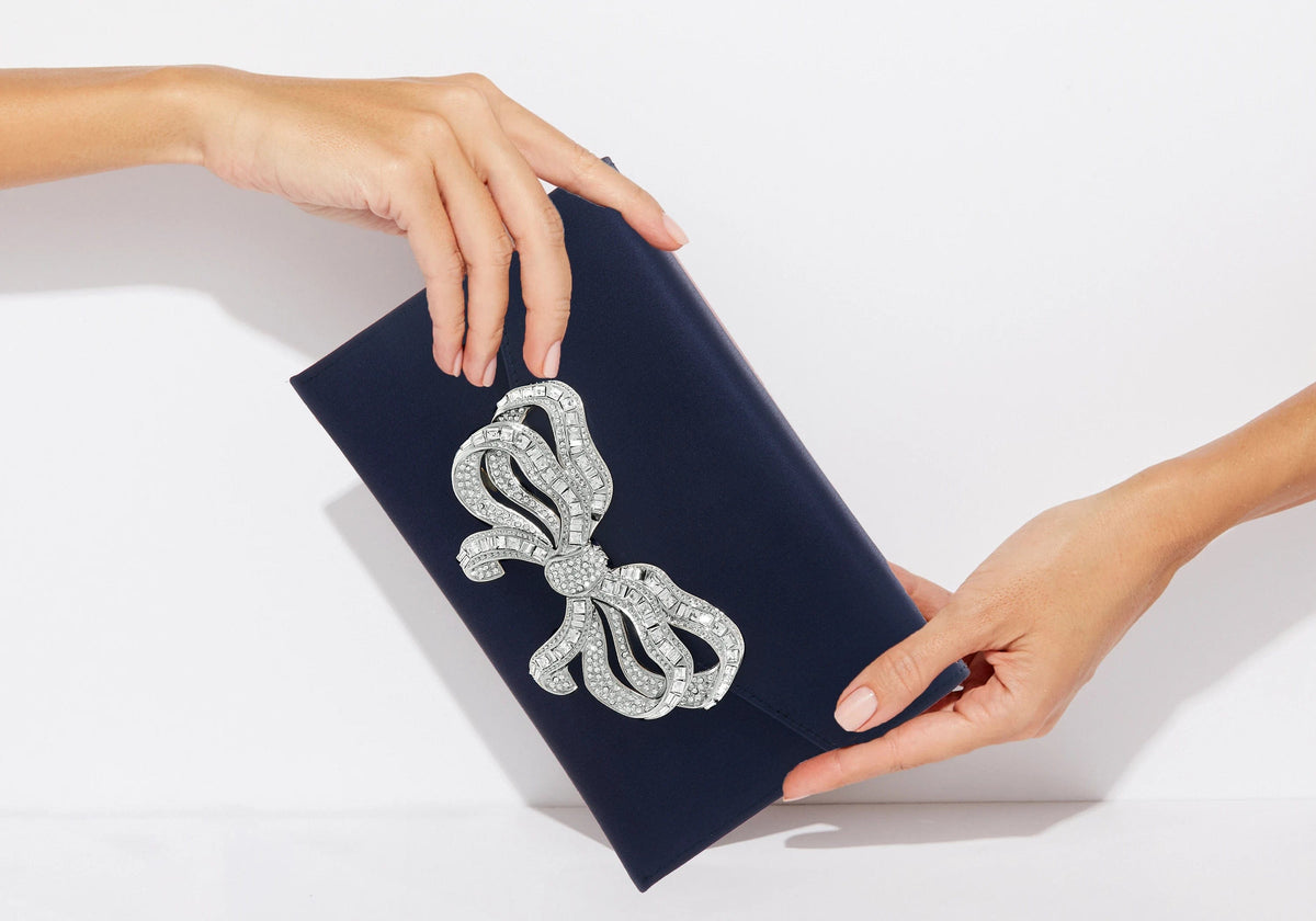 Satin Bow Envelope Navy