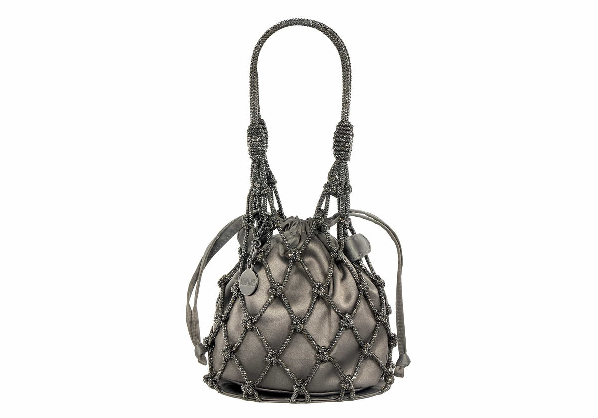 Sparkle Net Pouch Gray hematite crystal front view