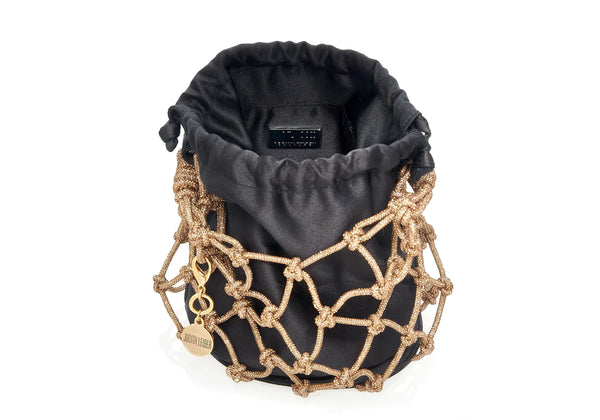 Sparkle Net Pouch Gold Black | Judith Leiber
