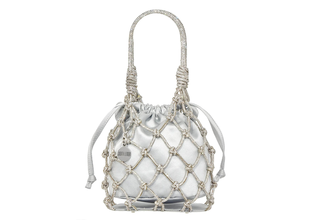 Judith Leiber Sparkle Silver Net Pouch Judith Leiber Sparkle Silver Net Pouch