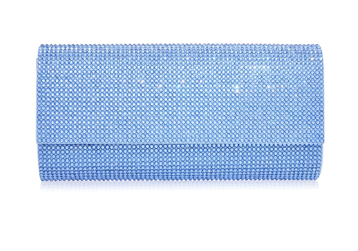 Perry Crystal Blue sapphire clutch front view