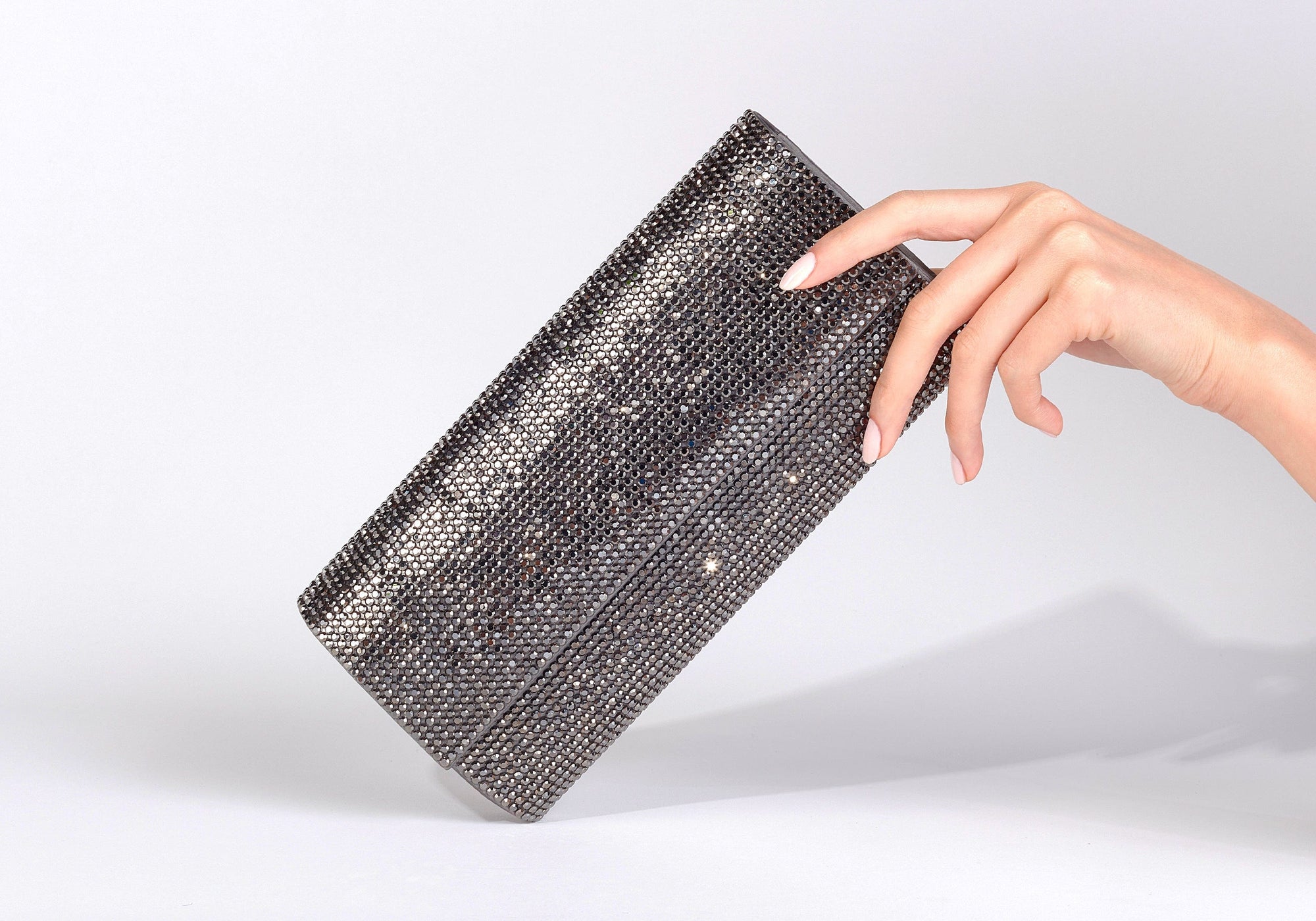 Perry Crystal Clutch Gray