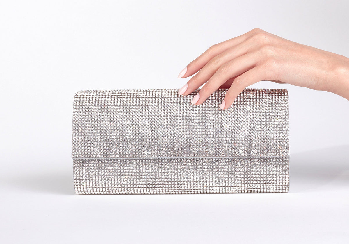 Perry Crystal Silver Clutch