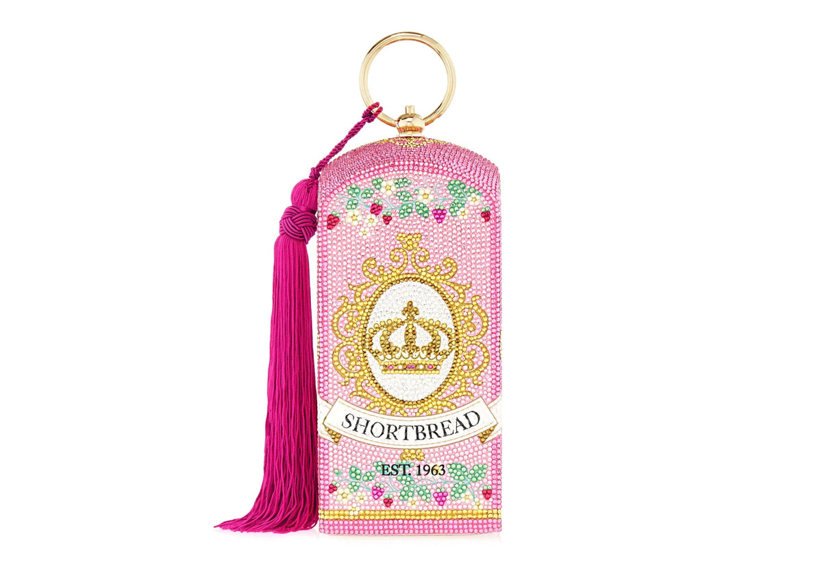 Rectangle Dome Shortbread Cookies fuchsia crystal clutch lifestyle view