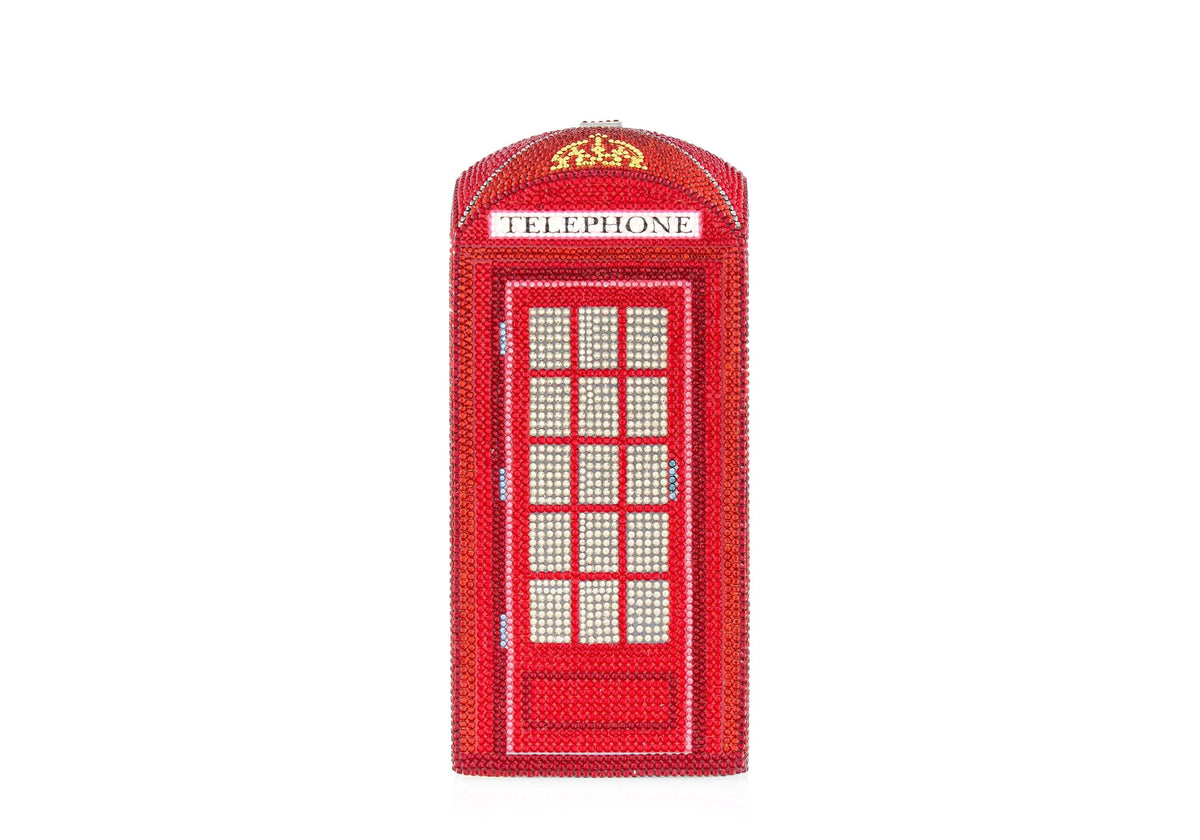 Rectangle Dome London Call Red crystal clutch front view