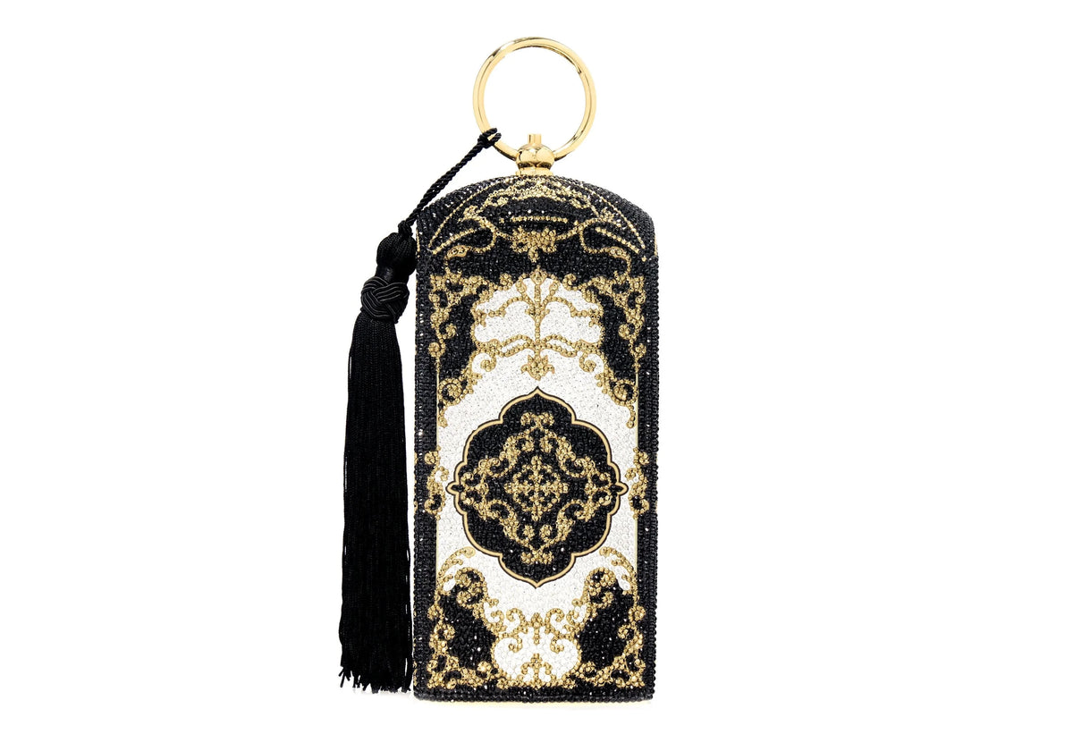 Rectangle Dome Gilded Filigree crystal clutch alternate front view