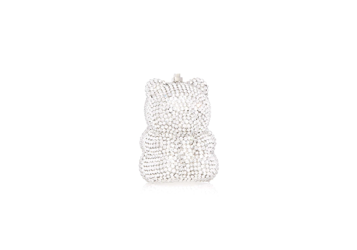 Mini Gummy Bear Silver rhine crystal pillbox front view
