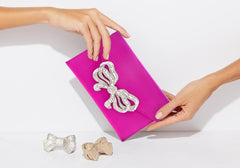 Satin Bow Envelope Fuchsia