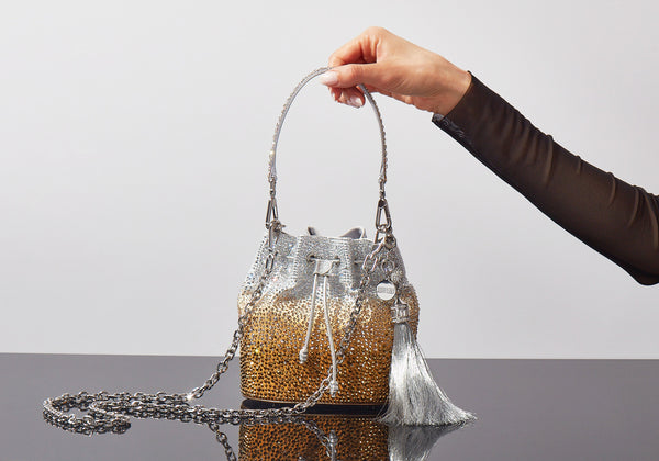 Piper Bucket Caviar Gradient Golden - Judith Leiber