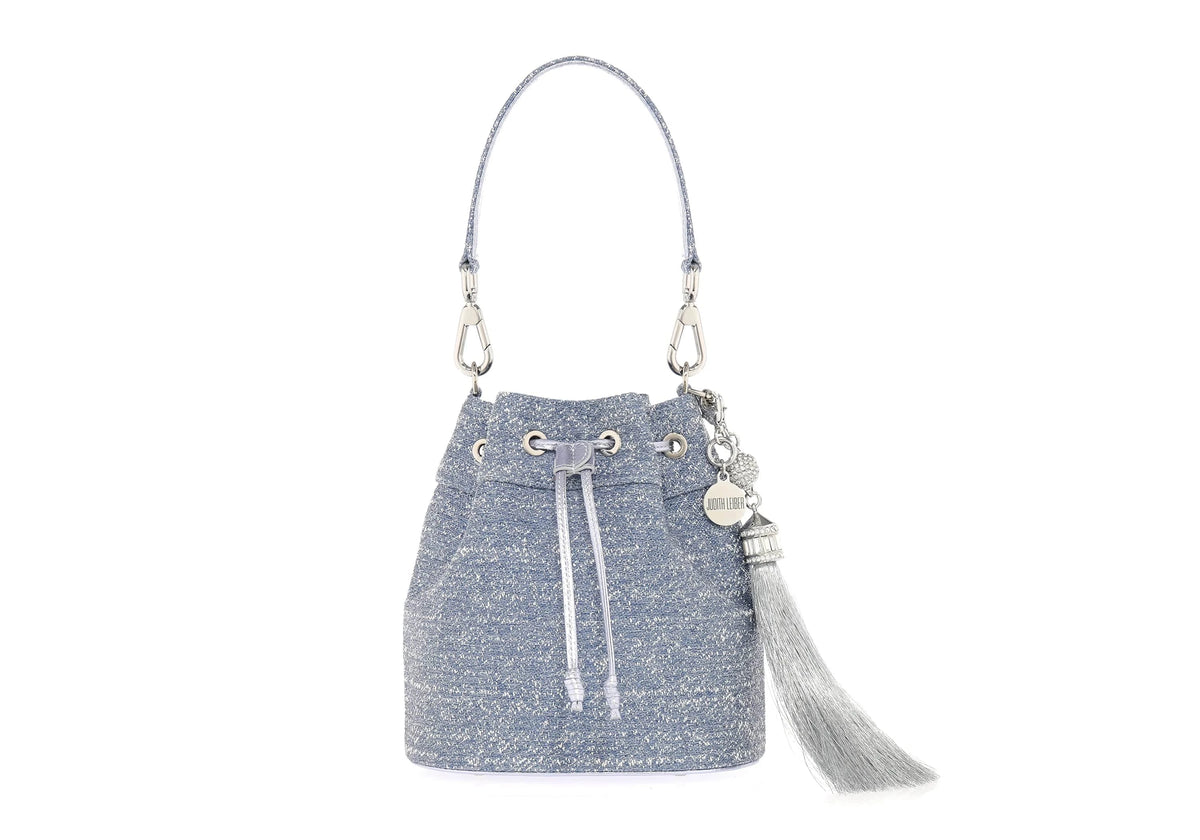 Piper Sparkle Denim Sky Blue crystal clutch angle view