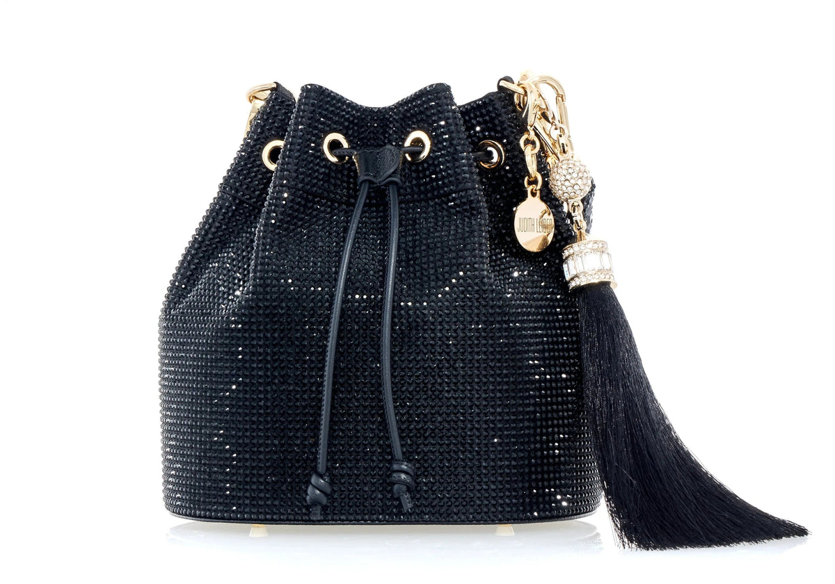 Judith Leiber ブラック パーティーバッグ Judith Leiber Black Fullbead Bow Top Handle