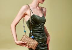 Poppy Basket Semi-Precious Stones Champagne