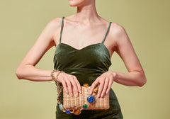 Poppy Basket Semi-Precious Stones Natural