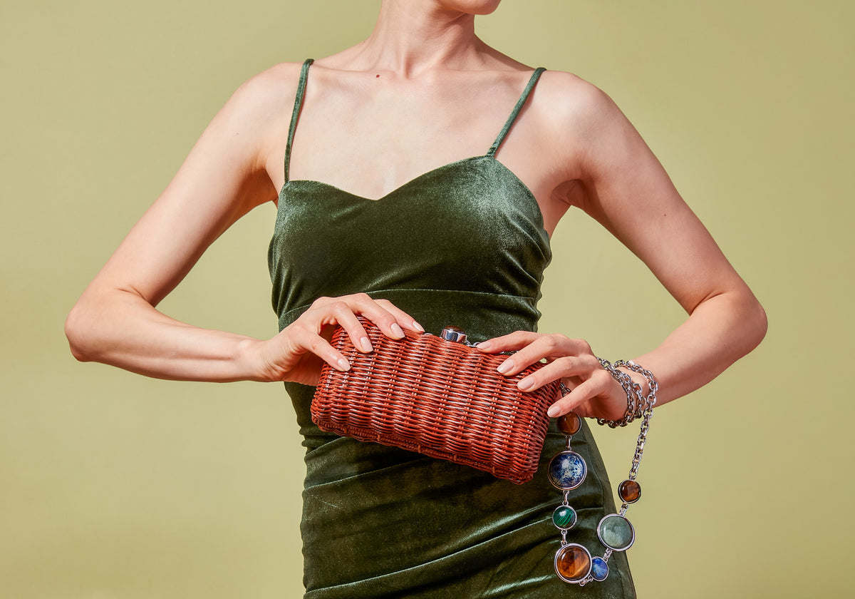 Poppy Basket Semi-Precious Stones Brown