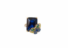 Butterfly Cocktail Ring Blue