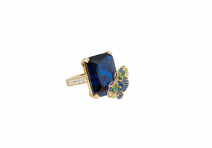 Butterfly Cocktail Ring Blue-2