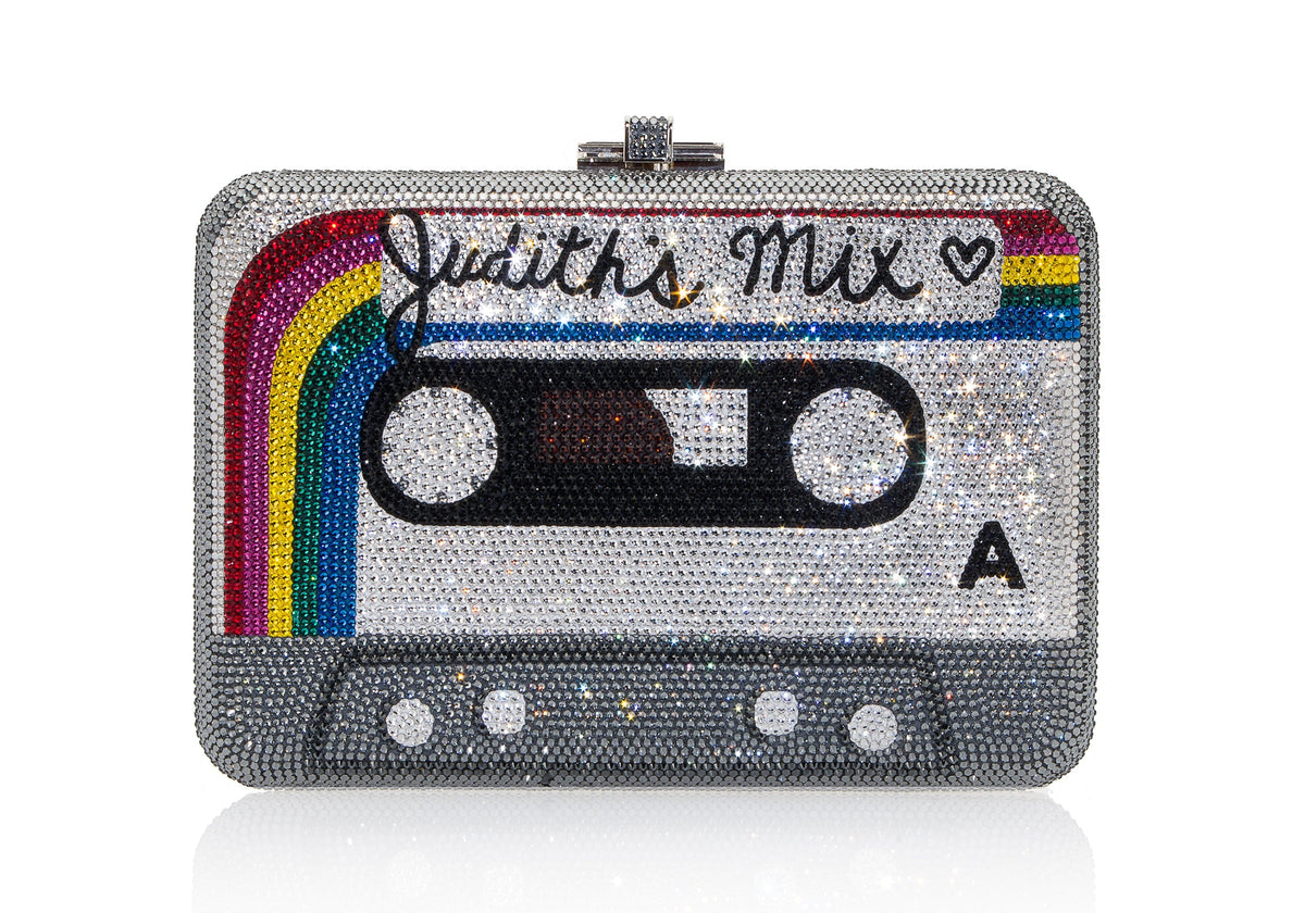 Bespoke Rainbow Mix Slim Slide crystal clutch lifestyle view