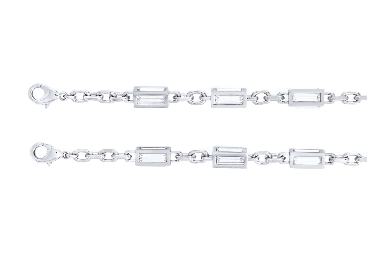 Baguette Crossbody Chain Silver crystal front crop view