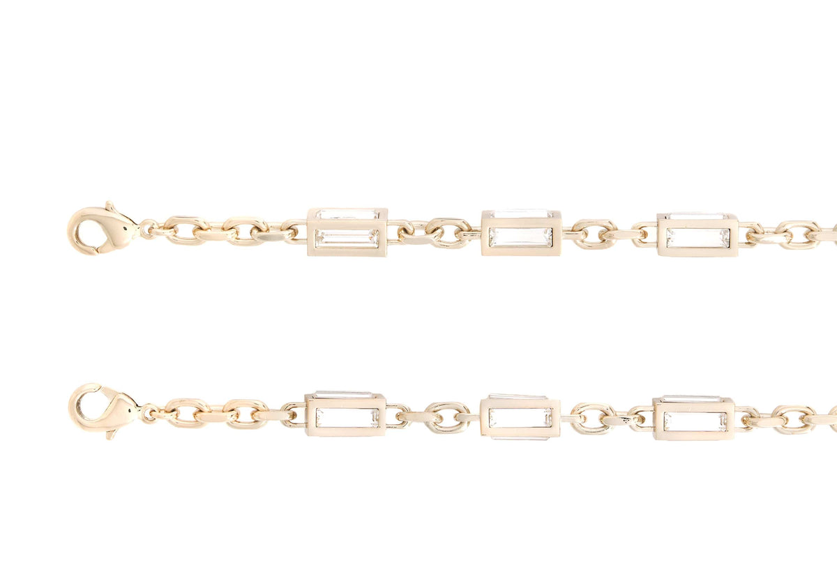 Baguette Crossbody Chain Champagne crystal front crop view