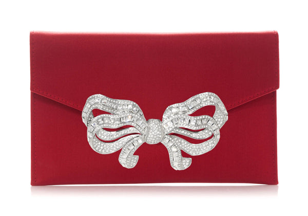 é ribbon 2way bijou satin gather bag Zeina Satin Bow Bridal Clutch Elegant Wedding Purse – More Colors