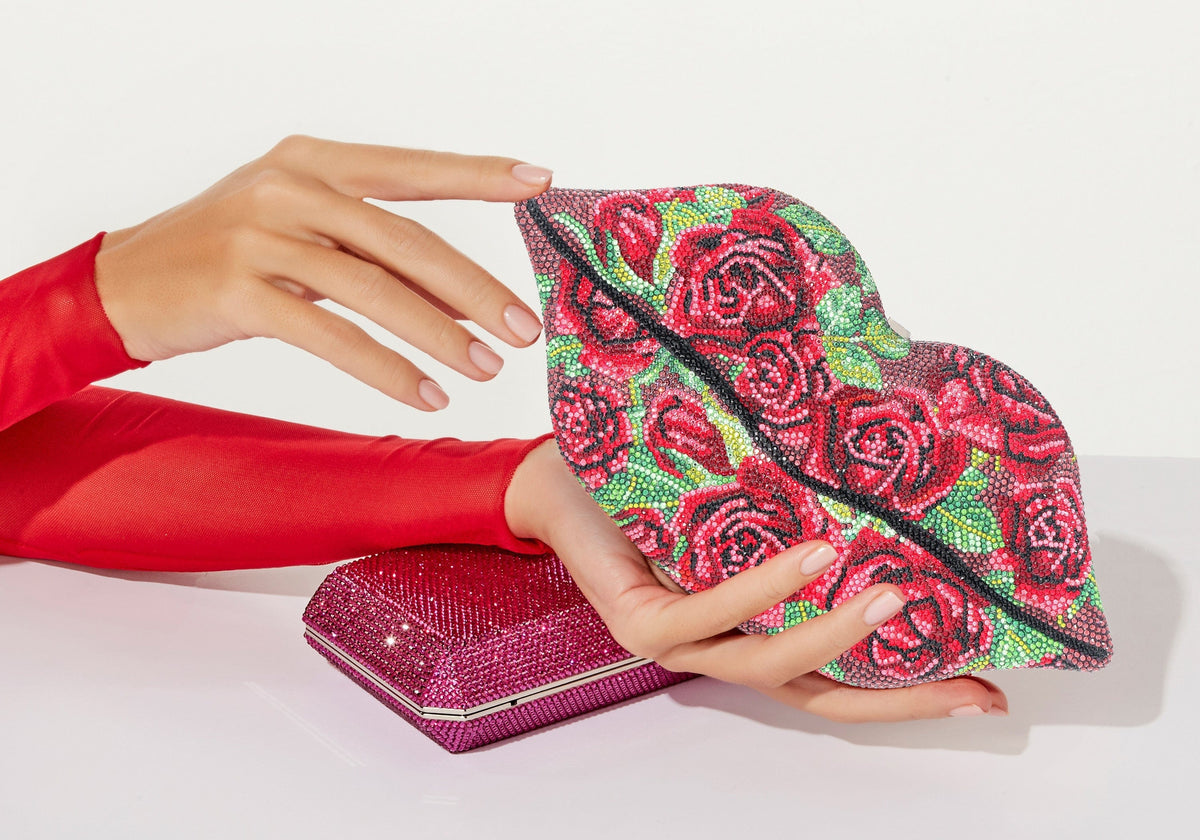 Lips Red Roses Clutch