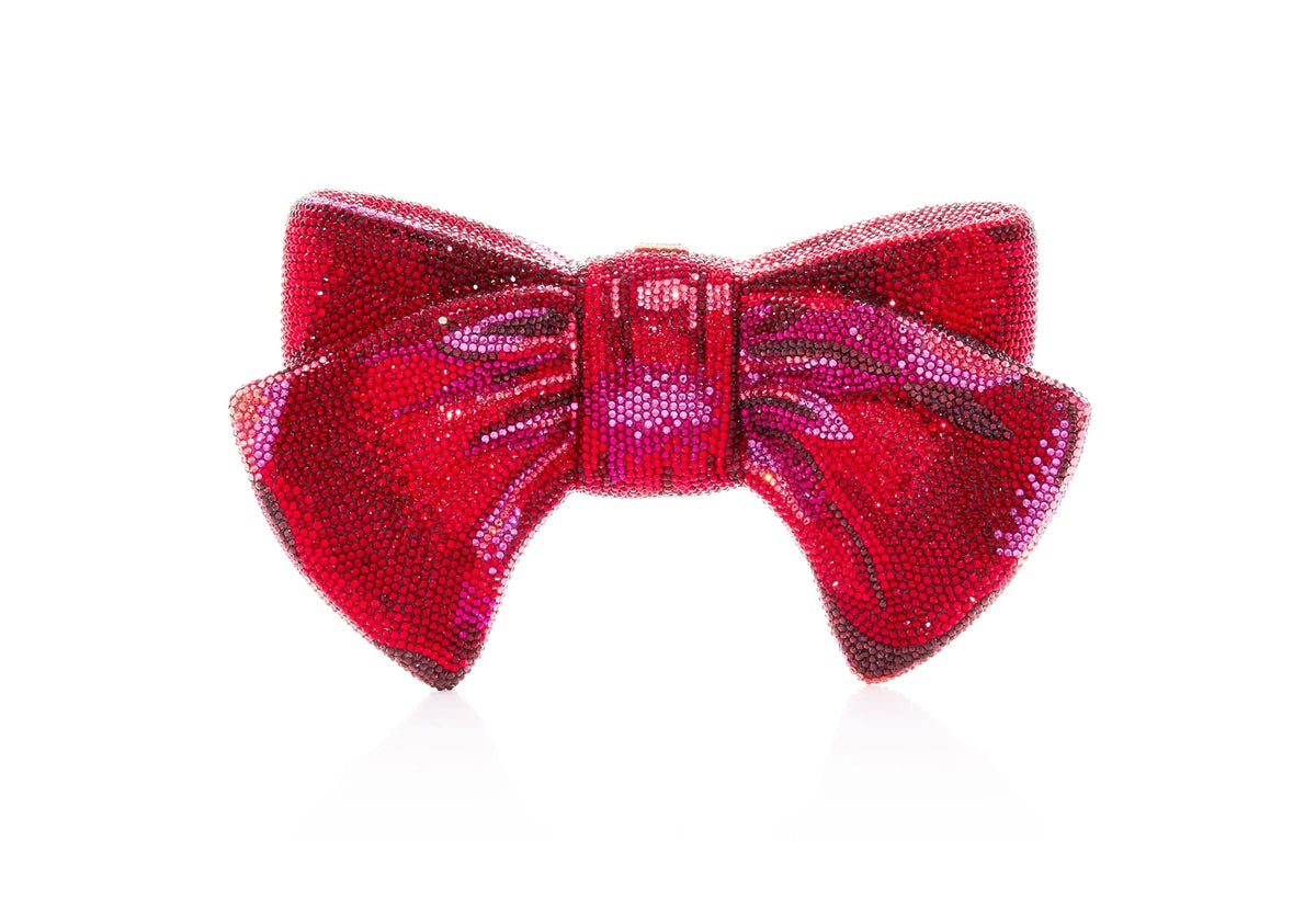 Just For You Bow Red crystal clutch front view