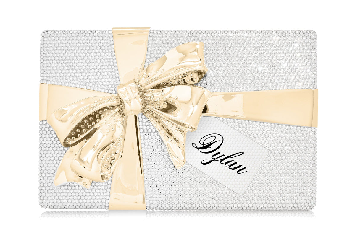 Bespoke Gift Box rhine champagne crystal clutch personalization example