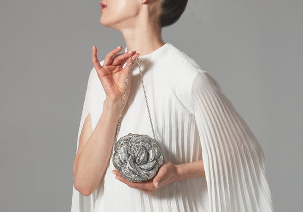Rose Desiree | Silver Rose Handbag | Judith Leiber