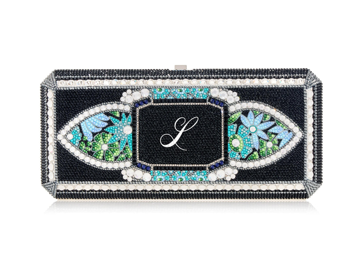 Slim Rectangle Lotus Gem Monogram