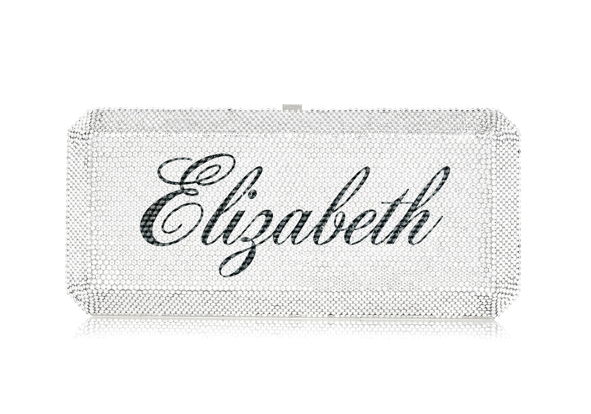 Bespoke Slim Rectangle rhine crystal clutch front view