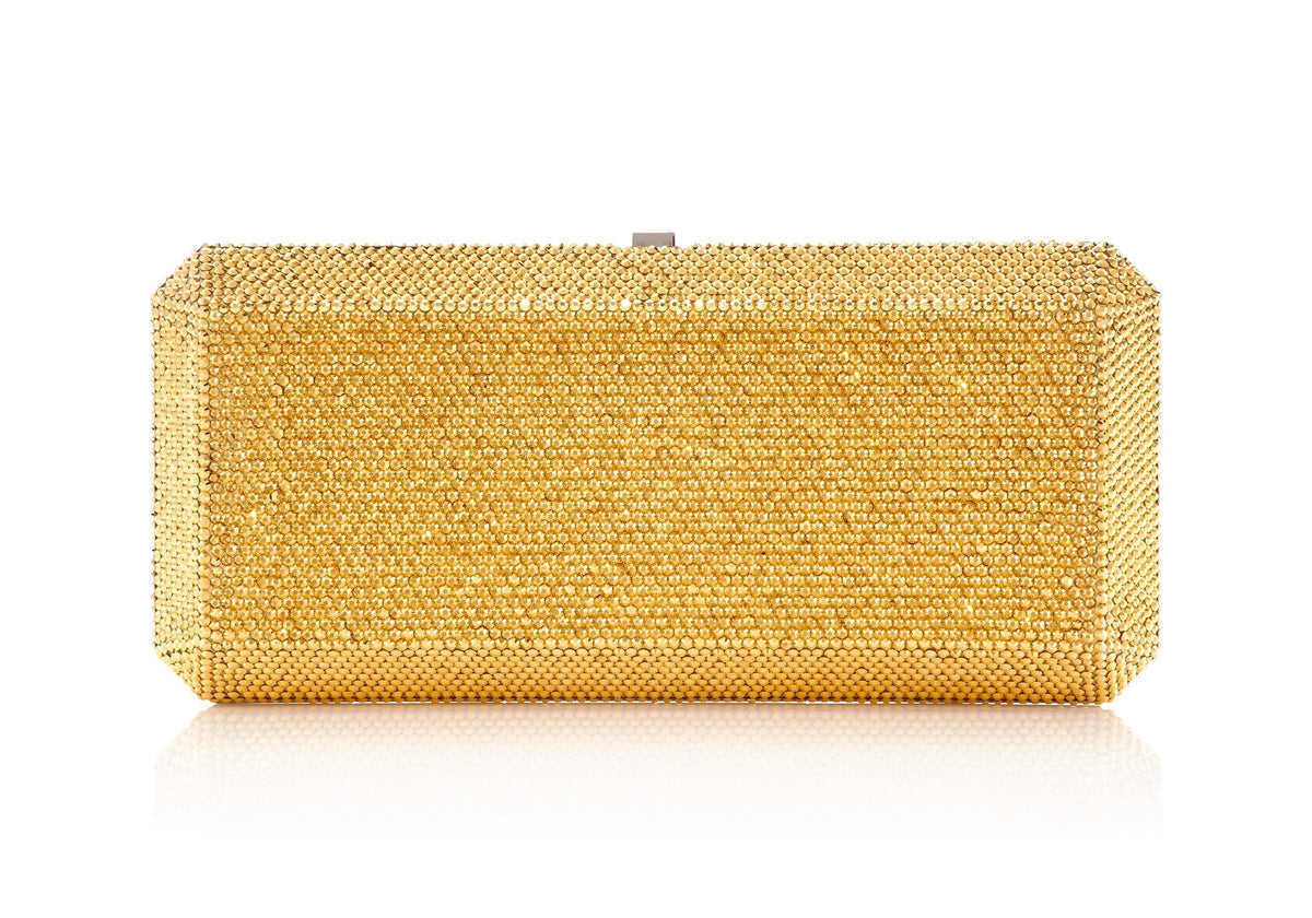 Slim Rectangle Gold crystal clutch front view