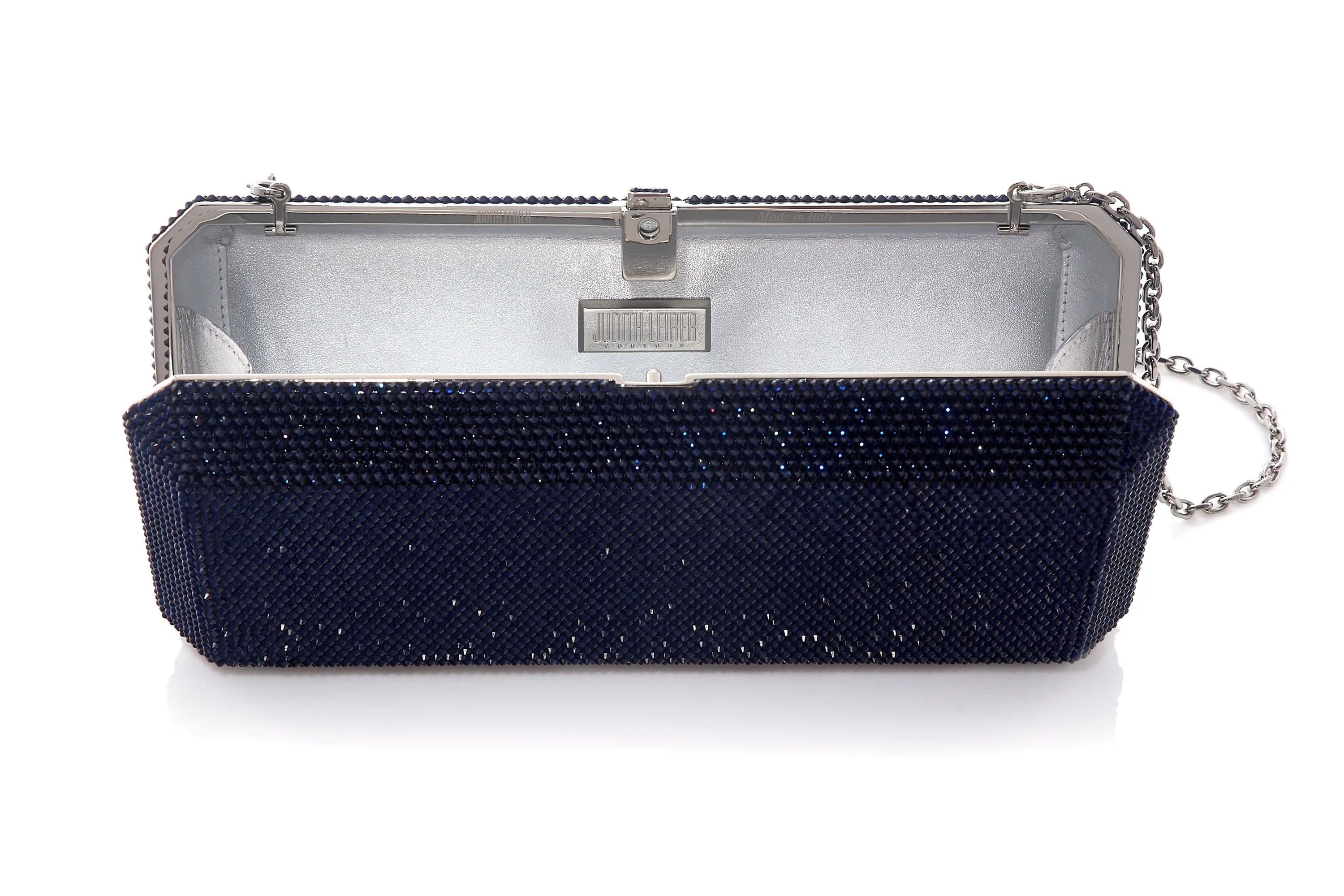 Evening Clutch Wallet Navy Clutch Purse Judith Leiber Blue Slim