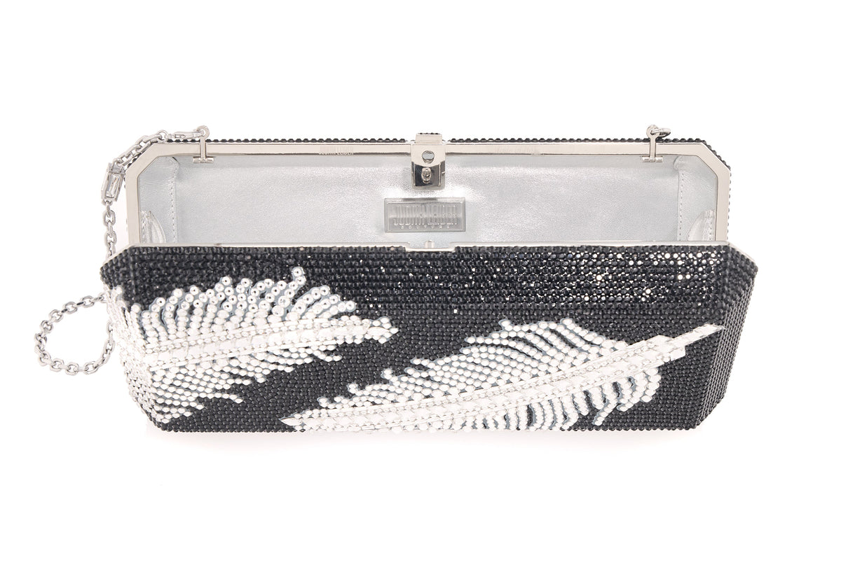 Slim Rectangle Jeweled Plume Bag