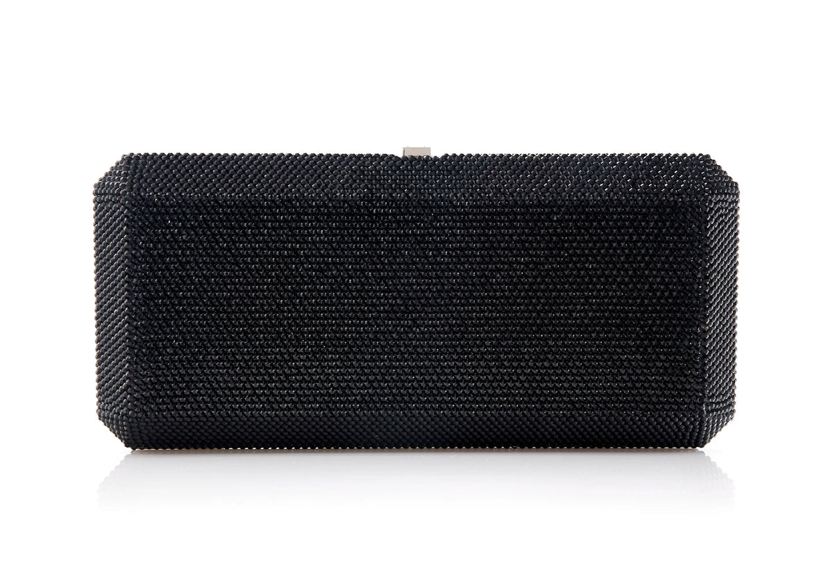 Slim Rectangle Black jet crystal clutch alternate front view