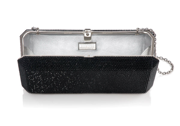 Judith Leiber Black Slim Rectangle Clutch