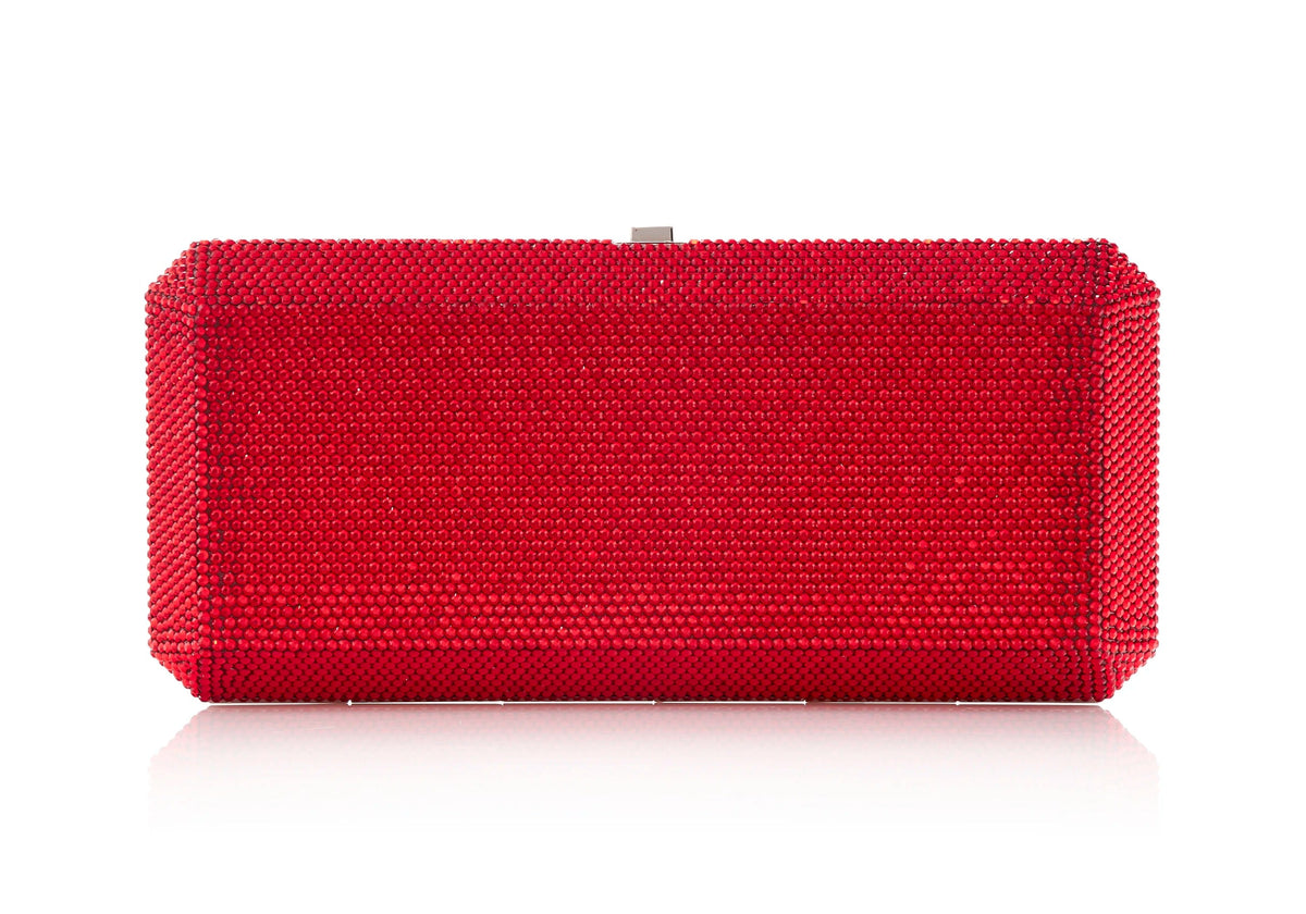 Slim Rectangle Red siam crystal clutch front view