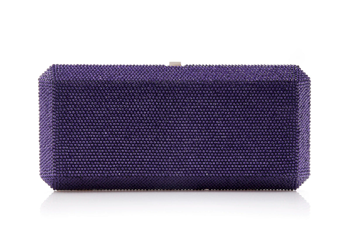 Slim Rectangle Purple crystal clutch alternate front view