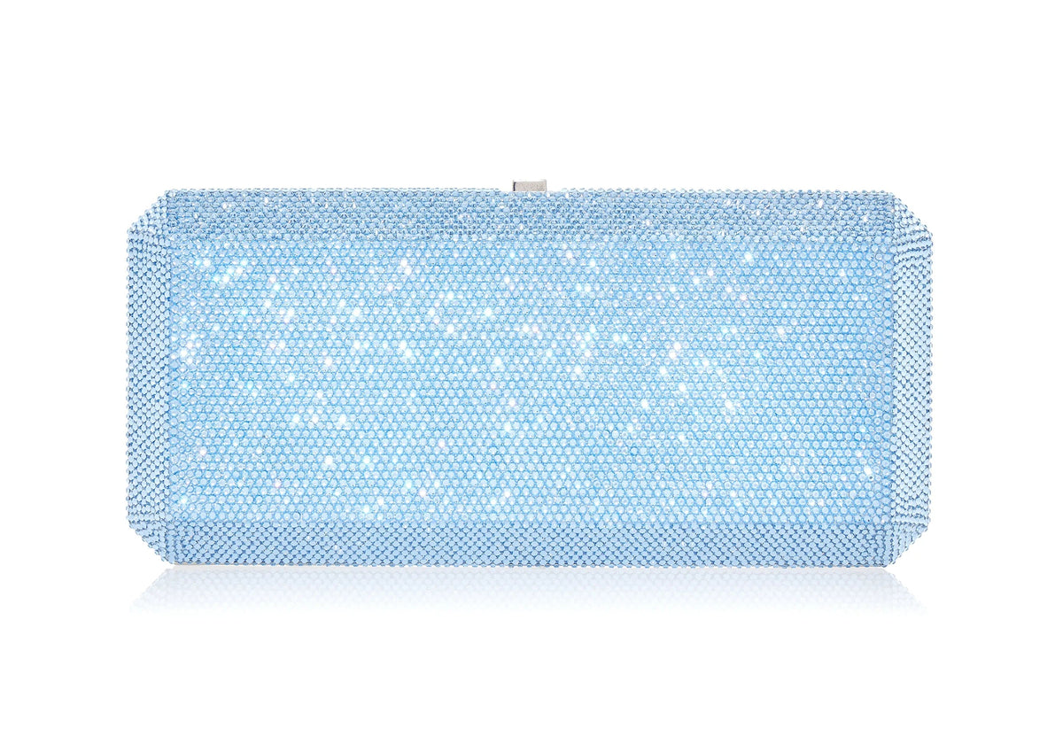 Slim Rectangle Blue sapphire crystal clutch front view