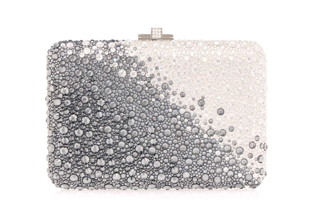 Slim Slide Gradient Caviar Gray Bag crystal front view