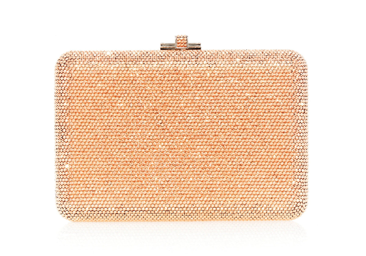 Slim Slide Rose Gold crystal clutch front view