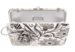 Slim Slide Dancing Floral Silver Clutch