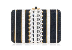 Slim Slide Crystal Lattice Black Clutch