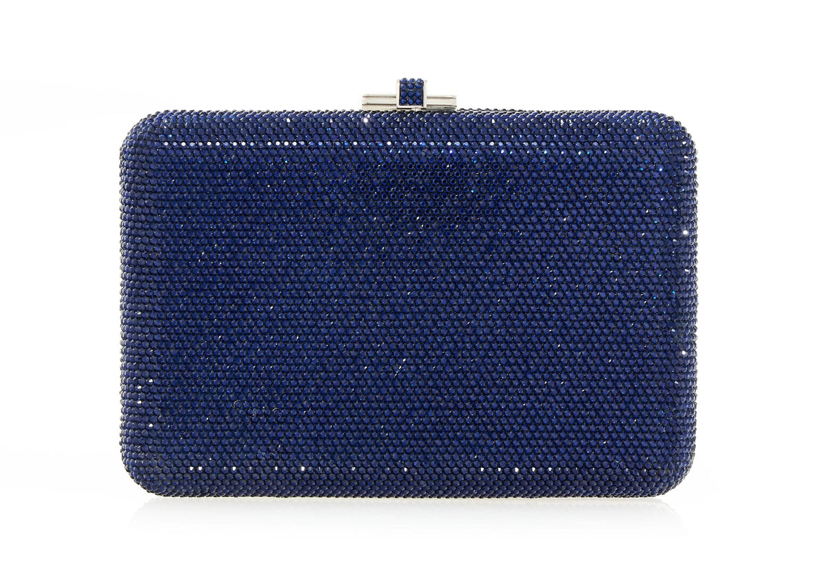 Slim Slide Navy indigo crystal clutch front view