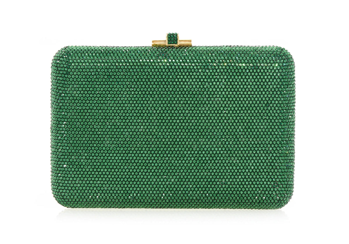 Slim Slide Green Designer Bag leaf green crystal front view