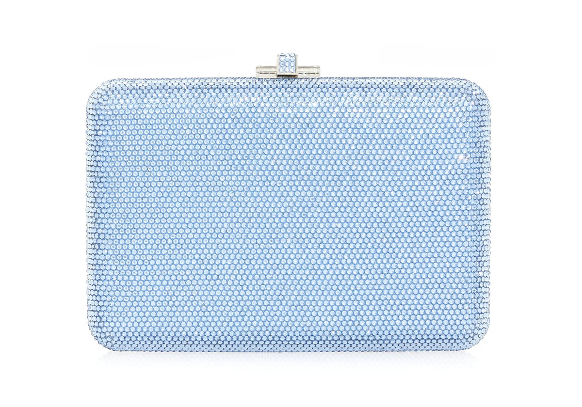Slim Slide Blue sapphire crystal clutch front view