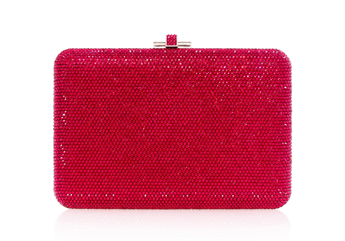 Slim Slide Ruby crystal clutch front view