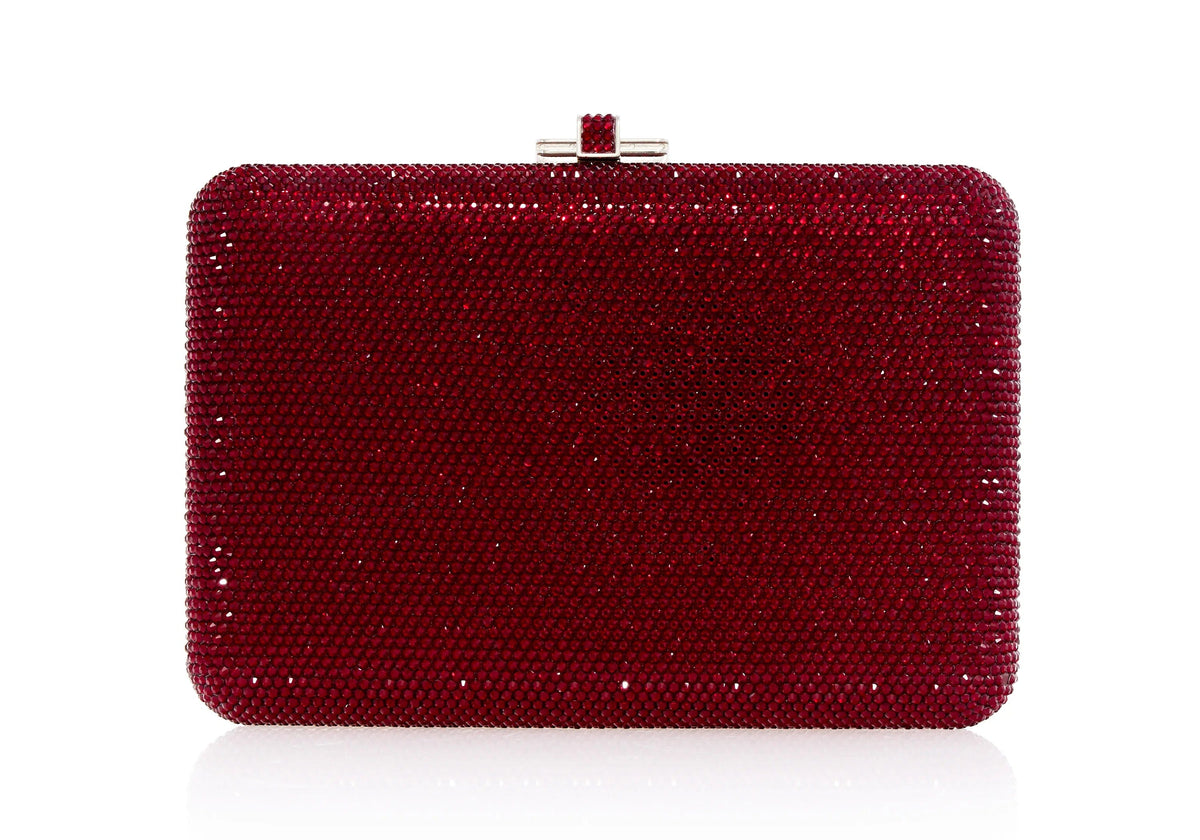 Slim Slide Crimson siam crystal clutch front view