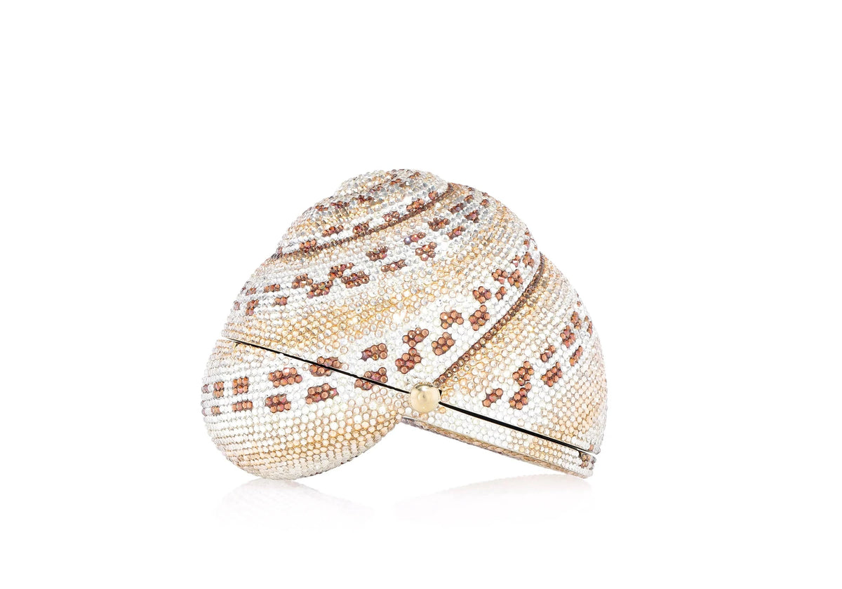 Snail Shell Calico crystal clutch alternate front view