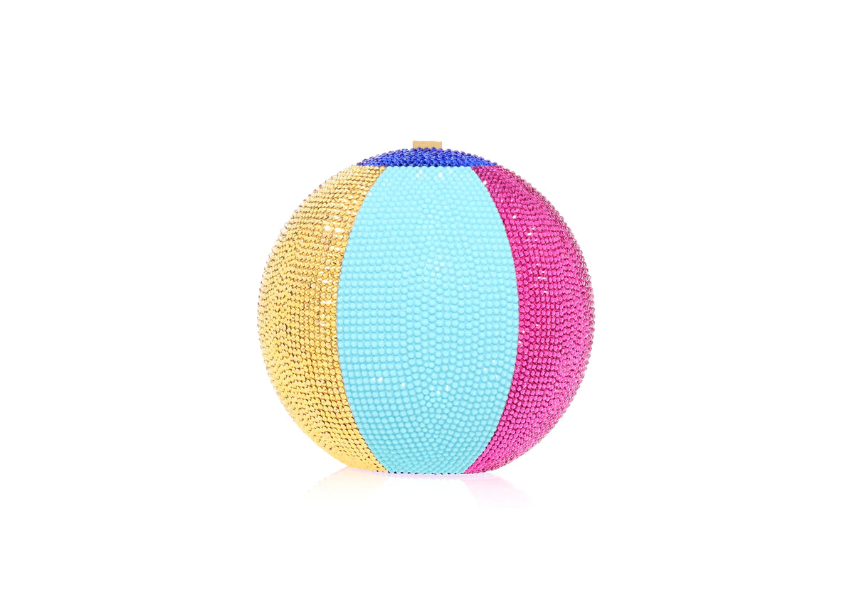 Beach Ball multicolor crystal clutch front view