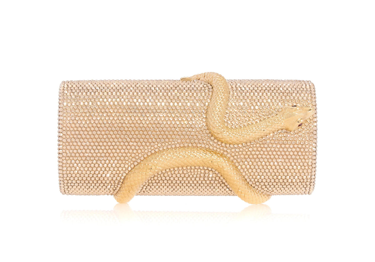 Spiral Snake Cylinder Prosecco crystal clutch front view